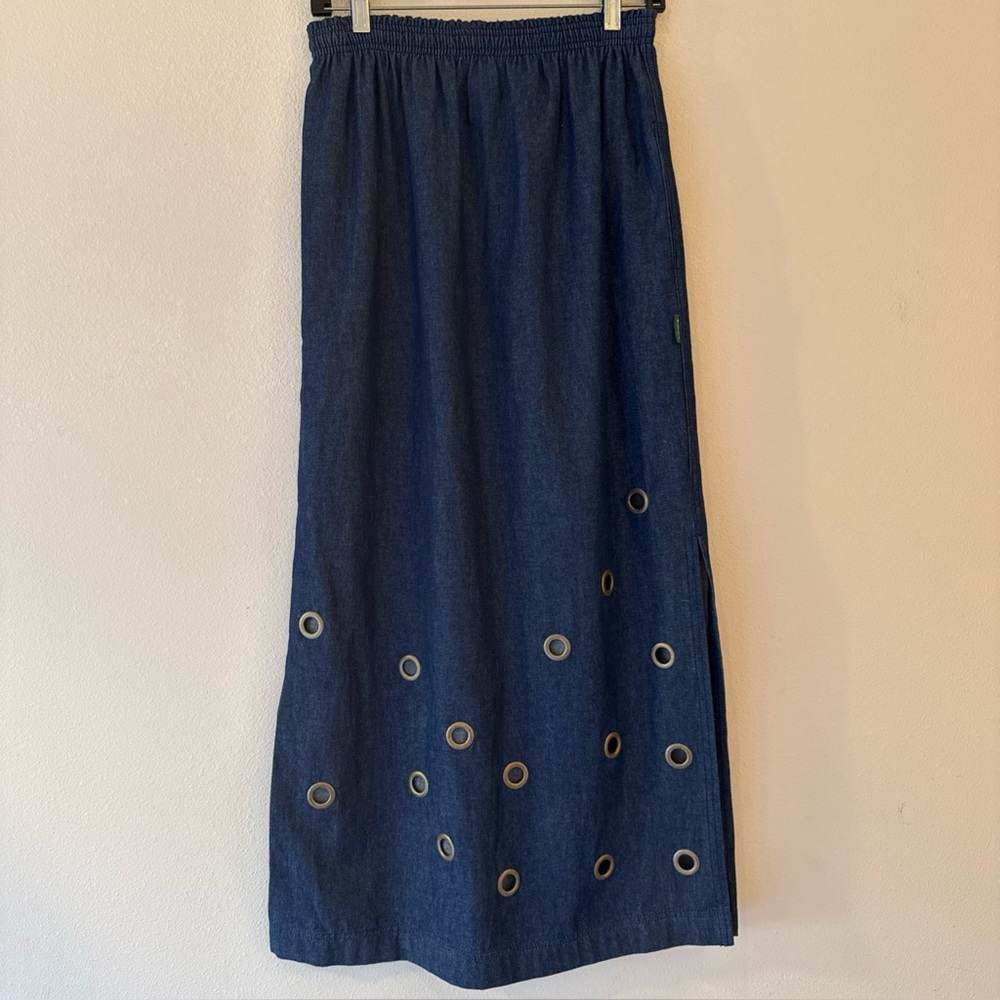 NWOT 1980's GENE EWING BIS BIS denim Gromit maxi skirt size small vintage